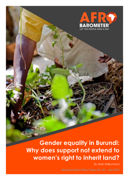 Gender Equality in Burundi: Why Does Support Not Extend to Women's Right