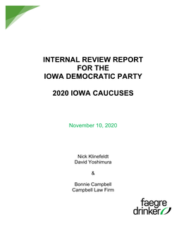 Internal Review Report for the Iowa Democratic Party 2020 Iowa Caucuses