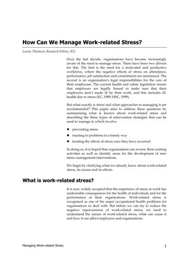 Stress Management Strategies