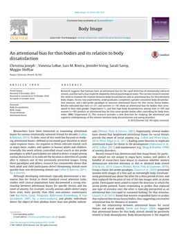 An Attentional Bias for Thin Bodies and Its Relation to Body Dissatisfaction