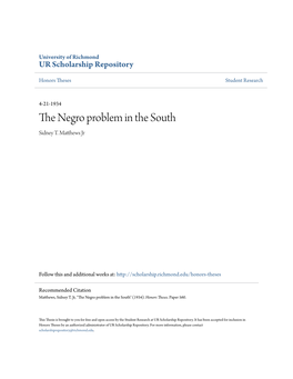 The Negro Problem in the South