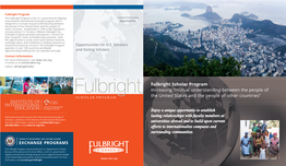 Fulbright Scholar Program Increasing “Mutual Understanding Between The