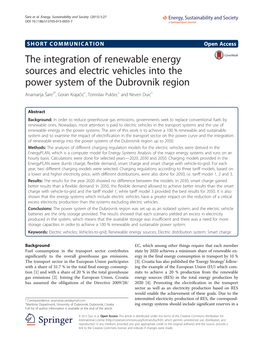 The Integration of Renewable Energy Sources and Electric Vehicles Into