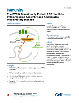 The PYRIN Domain-Only Protein POP1 Inhibits Inflammasome