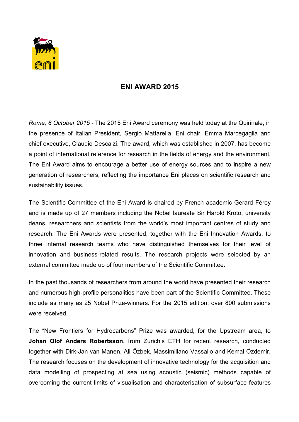 Eni Award 2015