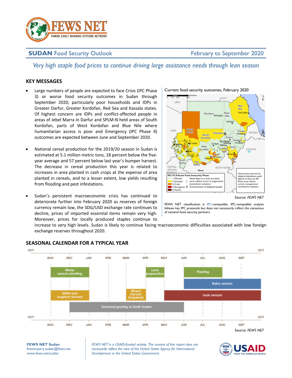 Very High Staple Food Prices to Continue Driving Large Assistance Needs Through Lean Season