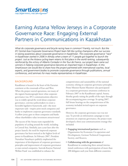 Earning Astana Yellow Jerseys in a Corporate Governance Race: Engaging External Partners in Communications in Kazakhstan