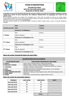 Fiche D'inscription