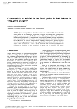 Characteristic of Rainfall in the Flood Period in DKI Jakarta in 1996, 2002, and 2007