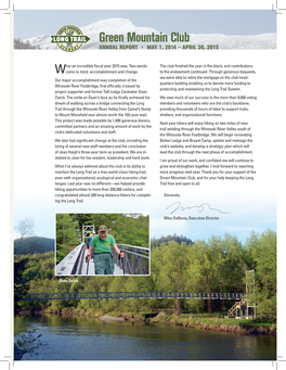Green Mountain Club FY2015 Annual Report