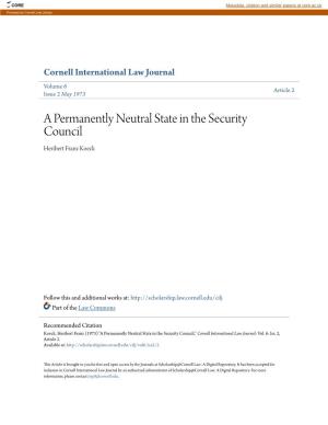A Permanently Neutral State in the Security Council Heribert Franz Koeck