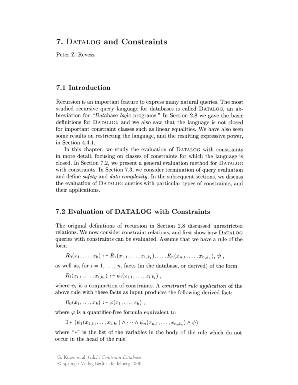 DATALOG and Constraints