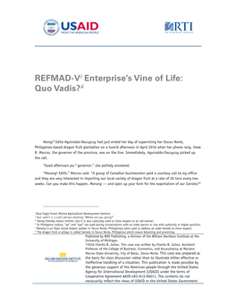 REFMAD-Vi Enterprise's Vine of Life: Quo Vadis?Ii
