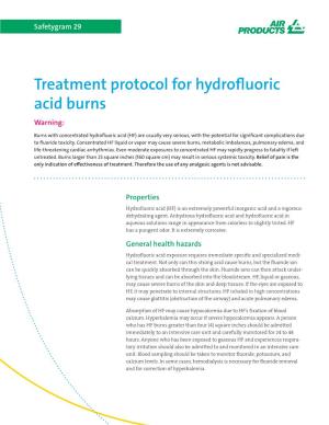 Treatment Protocol for Hydrofluoric Acid Burns Warning