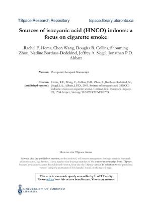 Sources of Isocyanic Acid (HNCO) Indoors: a Focus on Cigarette Smoke