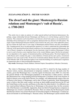 Montenegrin-Russian Relations and Montenegro's