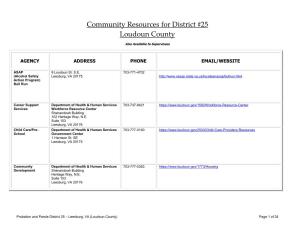 Community Resources for District #25 Loudoun County