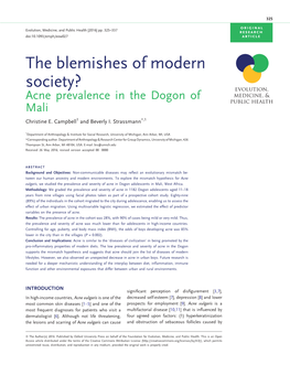 The Blemishes of Modern Society? Acne Prevalence in the Dogon of Mali Christine E