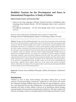 Buddhist Tourism for the Development and Peace in International Perspective: a Study of Odisha