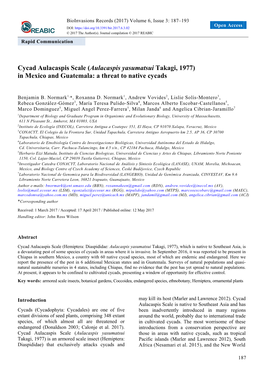 Cycad Aulacaspis Scale (Aulacaspis Yasumatsui Takagi, 1977) in Mexico and Guatemala: a Threat to Native Cycads