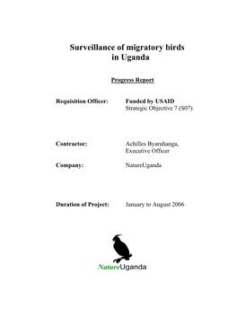 Surveillance of Migratory Birds in Uganda