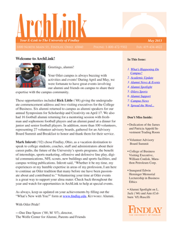 Welcome to Archlink! in This Issue