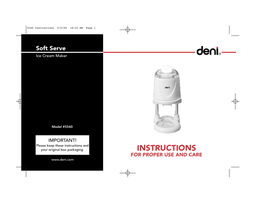 Deni Soft Serve Ice Cream Maker Model 5540.Pdf