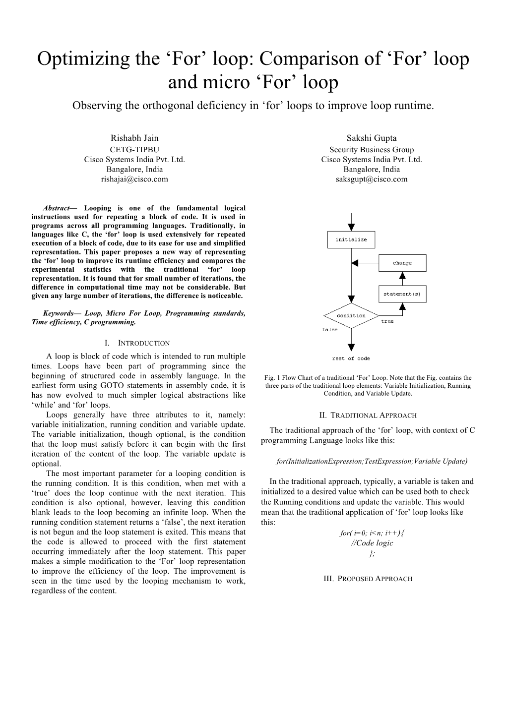 Comparison of 'For' Loop and Micro