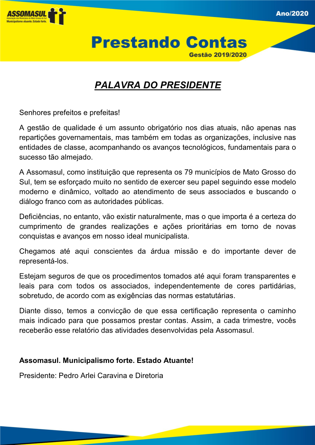 Palavra Do Presidente