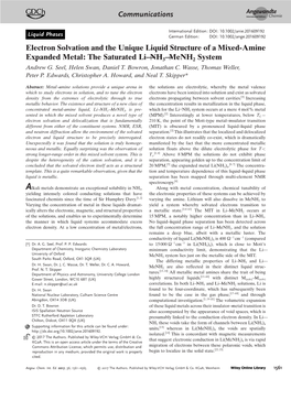 Electron Solvation and the Unique Liquid Structure of a Mixed‐Amine