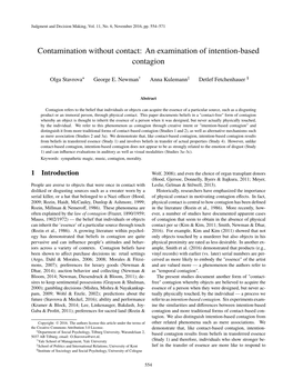 An Examination of Intention-Based Contagion