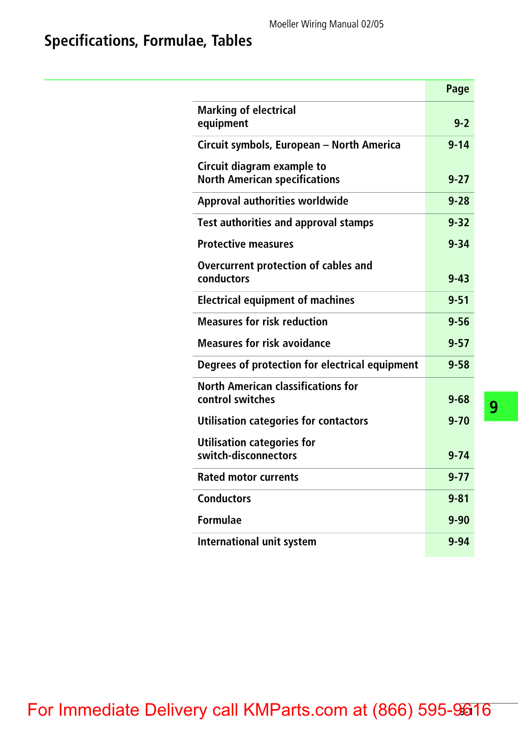 Moeller Wiring Manual 02/05 Specifications, Formulae, Tables