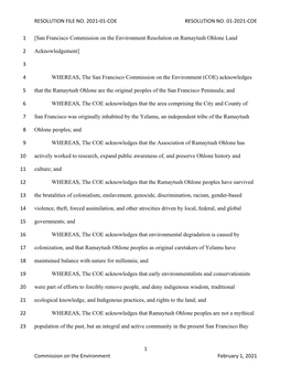 2021-01-COE Land Acknowledgement Resolution Draft