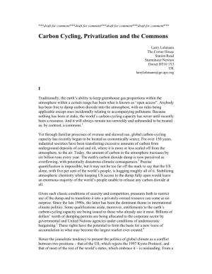Carbon Cycling, Privatization and the Commons