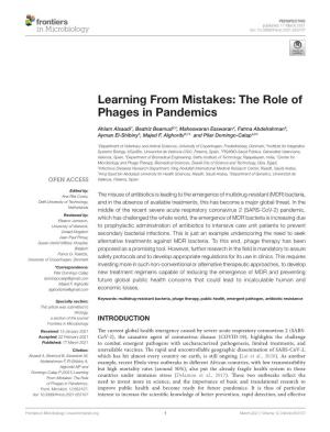 Learning from Mistakes: the Role of Phages in Pandemics
