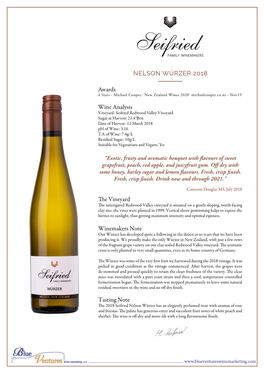 NELSON WÜRZER 2018 Awards Wine Analysis E Vineyard