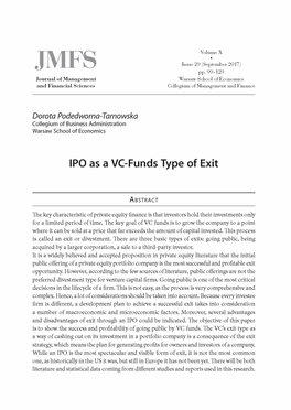 IPO As a VC-Funds Type of Exit