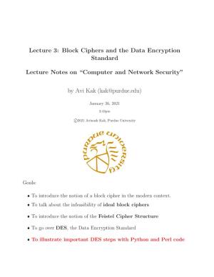 Block Ciphers and the Data Encryption Standard