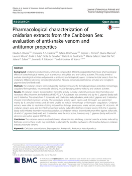 Evaluation of Anti-Snake Venom and Antitumor Properties Cláudia S