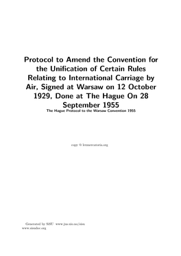 Protocol to Amend the Convention for the Unification of Certain Rules