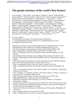 The Genetic Structure of the World's First Farmers