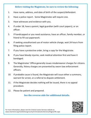 Before Visiting the Magistrate, Be Sure to Review the Following