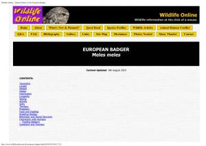 Natural History of the European Badger. Updated