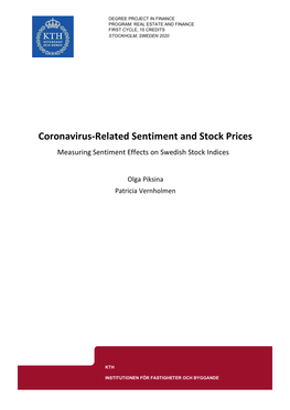 Coronavirus-Related Sentiment and Stock Prices Measuring Sentiment Effects on Swedish Stock Indices
