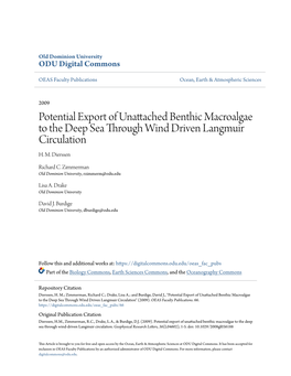 Potential Export of Unattached Benthic Macroalgae to the Deep Sea Through Wind Driven Langmuir Circulation H