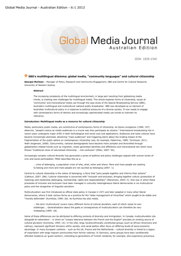 Global Media Journal - Australian Edition - 6:1 2012