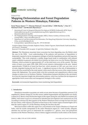 Mapping Deforestation and Forest Degradation Patterns in Western Himalaya, Pakistan