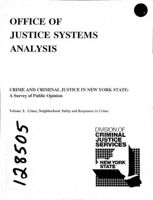CRIME and CRIMINAL JUSTICE in NEW YORK STATE: a Survey of Public Opinion
