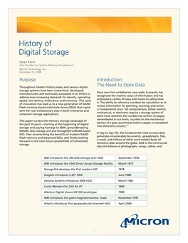 History of Digital Storage White Paper