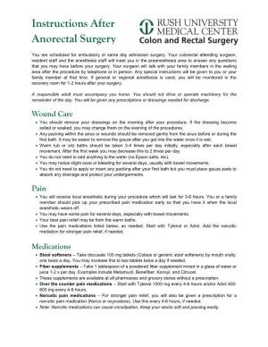 Instructions After Anorectal Surgery